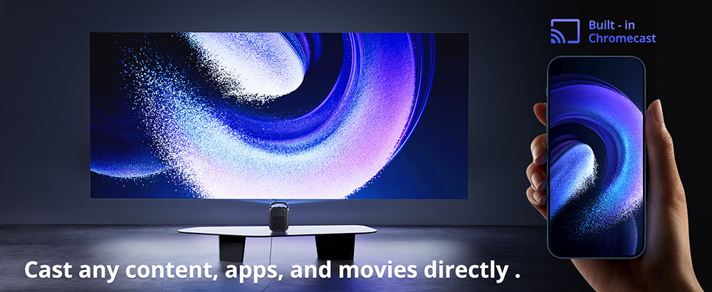 [Certifikovaný pro Netflix a Google TV] ETOE Seal Pro 1000 ANSI LCD projektor, nativní rozlišení 1080p, certifikace Dolby Audio, automatické ostření. Automatická korekce lichoběžníkového zkreslení, 2 x 10W reproduktory, vestavěný Chromecast, Google Assistant