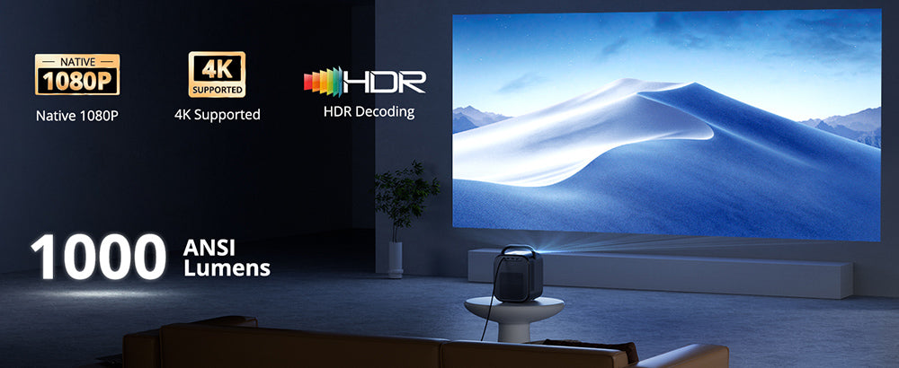[Certifikovaný pro Netflix a Google TV] ETOE Seal Pro 1000 ANSI LCD projektor, nativní rozlišení 1080p, certifikace Dolby Audio, automatické ostření. Automatická korekce lichoběžníkového zkreslení, 2 x 10W reproduktory, vestavěný Chromecast, Google Assistant