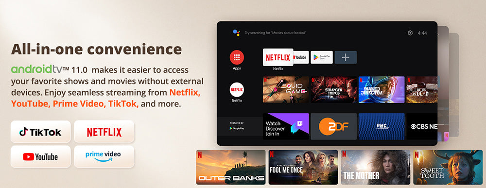 Projektor ETOE Starfish, Android TV 11.0, rotace 140°, 250 ANSI, dekódování 4K, automatická korekce lichoběžníkového zkreslení, vestavěný Chromecast, 5W reproduktor