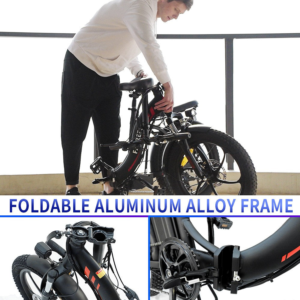 FAFREES F20 Elektrické kolo 20 palců Skládací rám E-kolo 7 rychlostí s vyjímatelnou lithiovou baterií 15AH - bílé