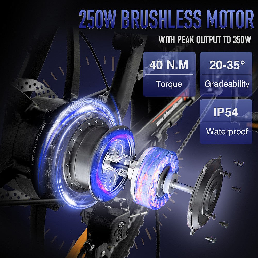 FAFREES F20 Elektrické kolo 20 palců Skládací rám E-kolo 7 rychlostí s vyjímatelnou lithiovou baterií 15AH - bílé