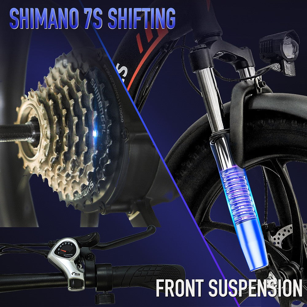 FAFREES F20 Elektrické kolo 20 palců Skládací rám E-kolo 7 rychlostí s vyjímatelnou lithiovou baterií 15AH - bílé