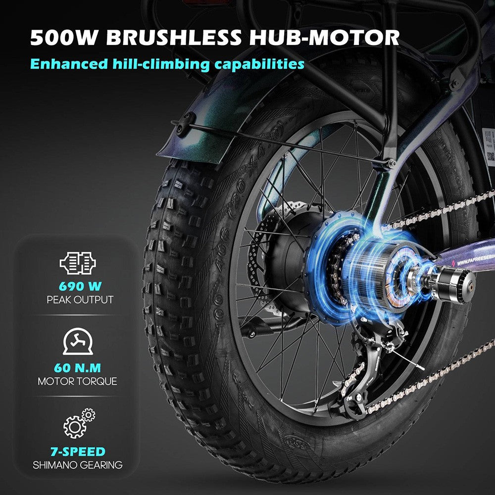 Elektrokolo Fafrees F20 Master 20*4,0 palce, vzduchová pneumatika, 500 W, zadní pohon, maximální rychlost 25 km/h, 48 V, 22,5 Ah, baterie Samsung, dojezd 140–160 km, hydraulické kotoučové brzdy, rám z uhlíkových vláken – šedá Aurora