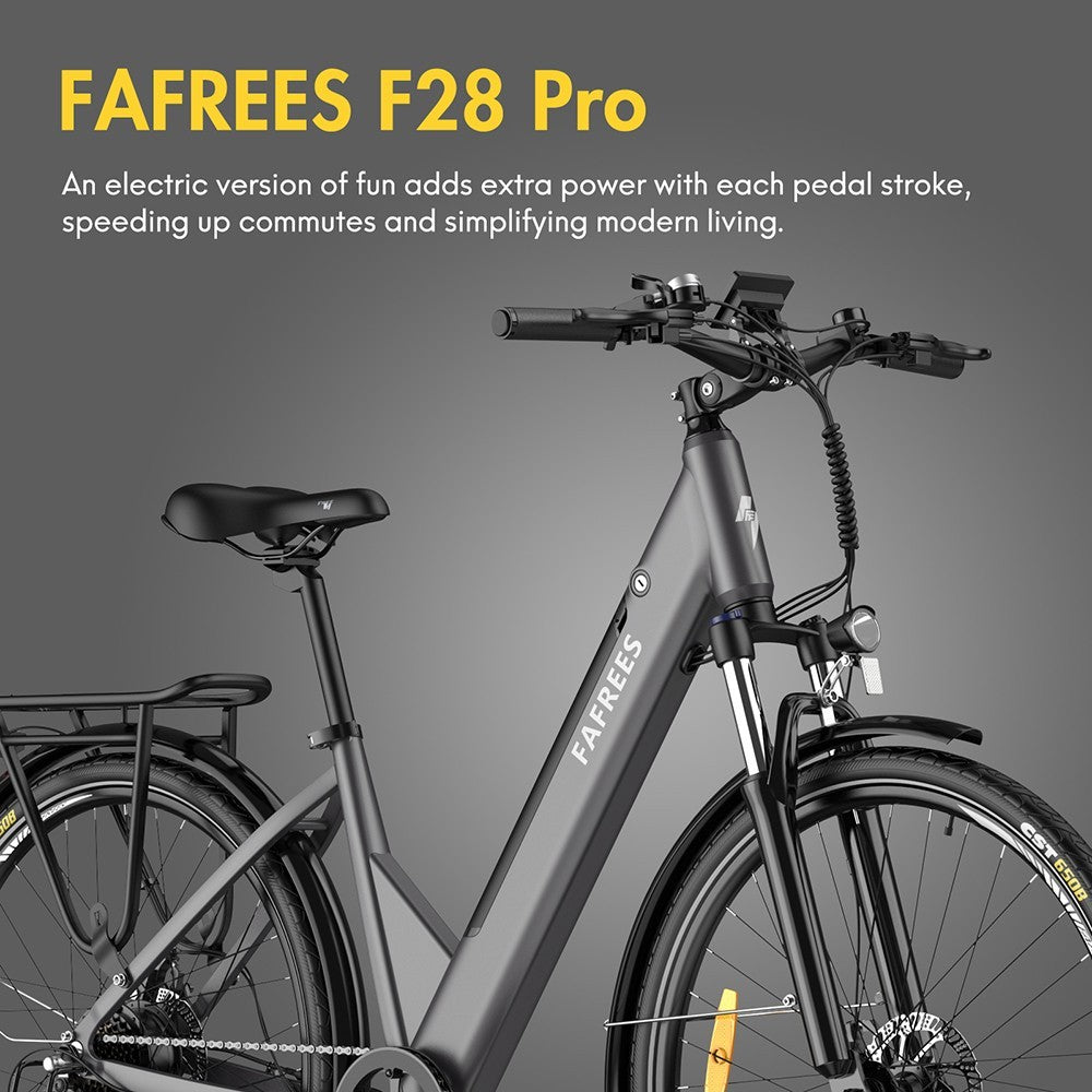 F28 Pro 27,5" městské elektrokolo Step-Through 25 km/h motor 250 W 36 V 14,5 Ah vestavěná vyjímatelná baterie Shimano 7 rychlostí - černá