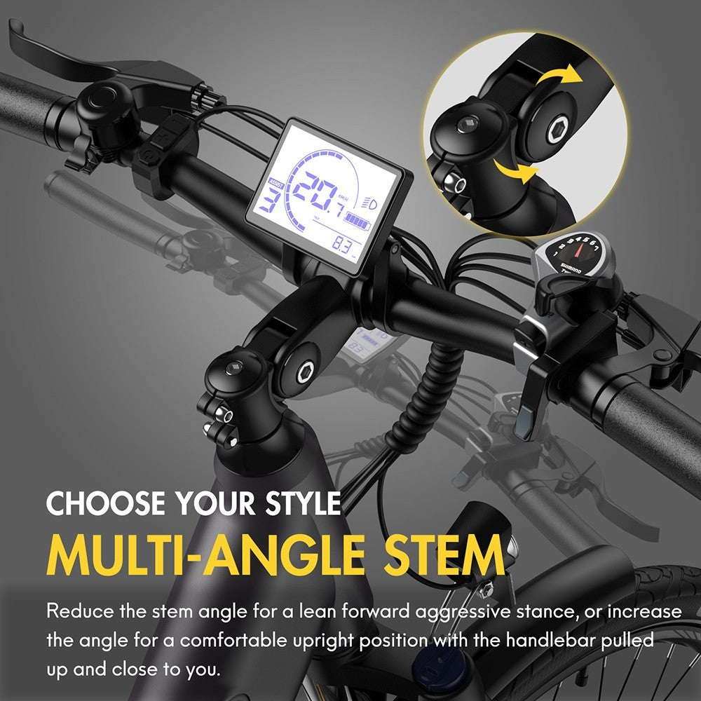 F28 Pro 27,5" městské elektrokolo Step-Through 25 km/h motor 250 W 36 V 14,5 Ah vestavěná vyjímatelná baterie Shimano 7 rychlostí - černá