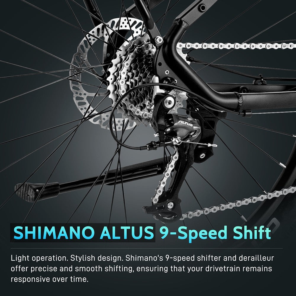 Elektrické kolo FAFREES FM8 Pro 27,5 palců, vzduchové pneumatiky 36V 250W, střední pohon 25km/h maximální rychlost 14,5Ah baterie dojezd 100-120km - černé