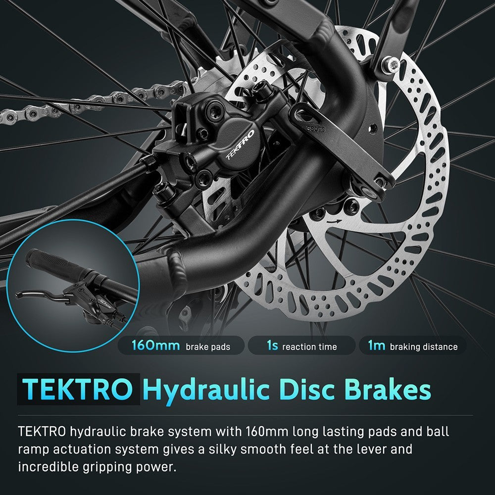 Elektrické kolo FAFREES FM8 Pro 27,5 palců, vzduchové pneumatiky 36V 250W, střední pohon 25km/h maximální rychlost 14,5Ah baterie dojezd 100-120km - černé