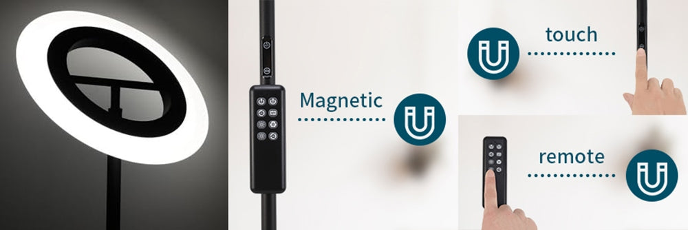 FIMEI MF18809 RGB LED stojací lampa, 18 RGB režimů, 4 teploty barev, dálkové ovládání, pro obývací pokoj, ložnici, kancelář - černá