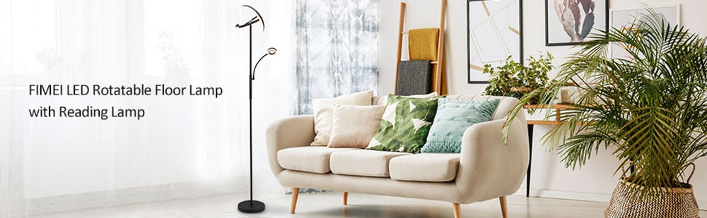 Stojací lampa FIMEI MF18813 se čtecím světlem, ochranou očí, 4 teplotami barev, nekonečně stmívatelnou, dotykovým ovládáním a dálkovým ovládáním, do obývacího pokoje, kanceláře, ložnice - černá