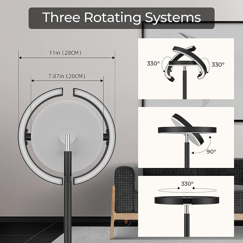 LED stojací lampa FIMEI PY-F1202, centrální svítidlo směřující dolů, teplota chromatičnosti 3000K-6000K, plynulé stmívání, dálkové/dotykové ovládání, do obývacího pokoje - černá