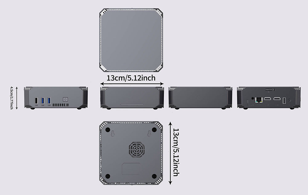 Mini PC FIREBAT AK2 Plus, Intel N100 4 jádra max. 3,4 GHz, 16 GB RAM, 512 GB SSD, 2*HDMI 2.0 4K 60Hz duální displej, WiFi 5 Bluetooth 4.2, 2*USB 3.2 2*USB 2.0 1*LAN 1*Audio, ventilátor - zástrčka EU