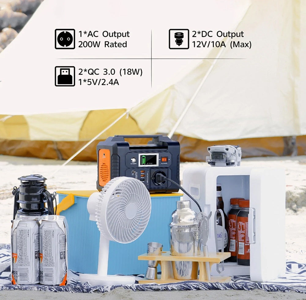 Přenosná elektrárna FlashFish E200 200W, 151Wh lithiová baterie, 1x čistá sinusová vlna, výstup AC220V, pro obytné vozy a kempingové dodávky