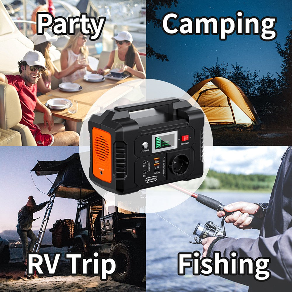 Přenosná elektrárna FlashFish E200 200W, 151Wh lithiová baterie, 1x čistá sinusová vlna, výstup AC220V, pro obytné vozy a kempingové dodávky