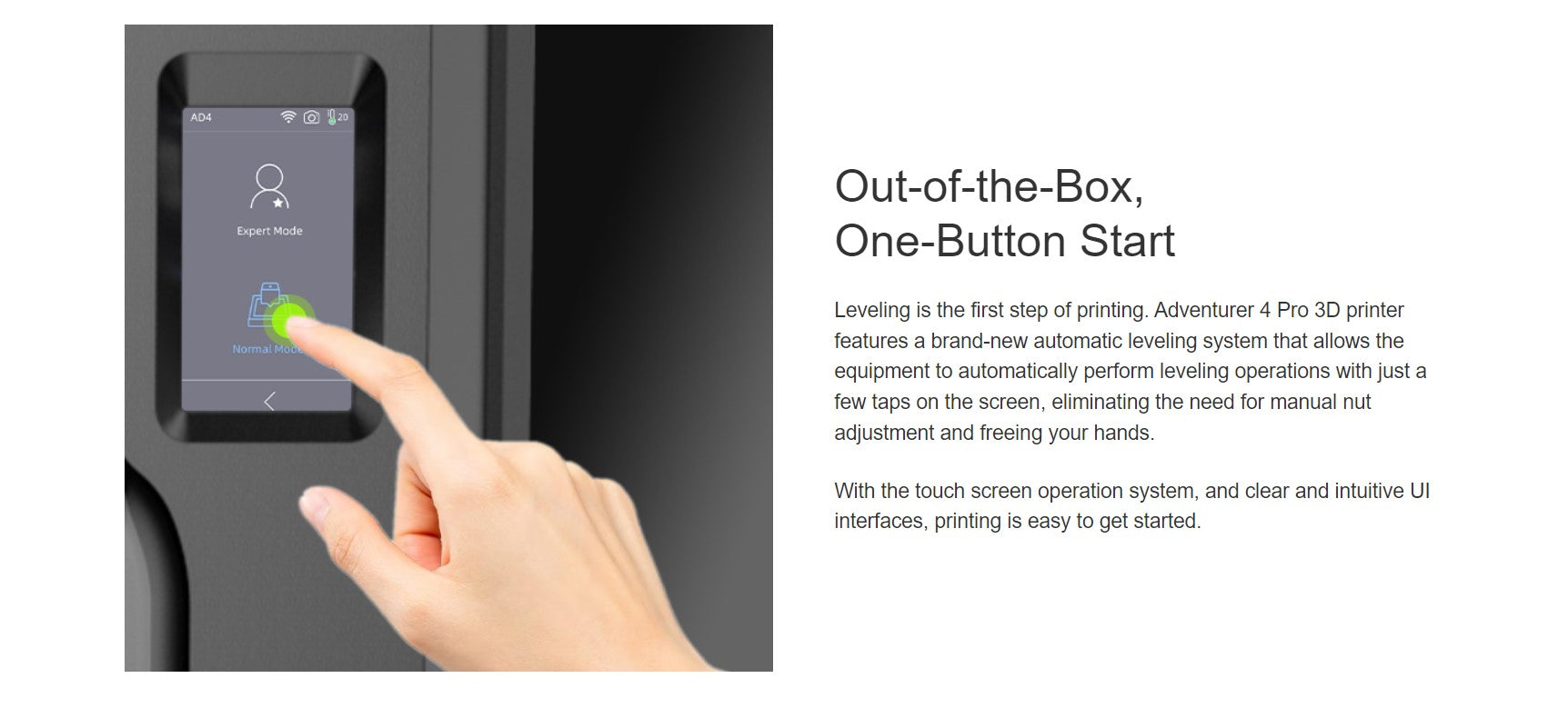 3D tiskárna Flashforge Adventurer 4 Pro, 30bodové automatické nivelace, maximální rychlost tisku 300 mm/s, vestavěná kamera, vzduchový filtr HEPA 13, konstrukční deska PEI, 220*200*250 mm