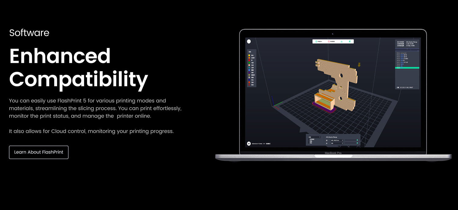 3D tiskárna Flashforge Adventurer 5M Pro, automatické nivelace, maximální rychlost tisku 600 mm/s, vzdálené sledování kamery, připomenutí došlého filamentu, systém duální filtrace vzduchu, automatické vypnutí, tichý tisk 50 dB, WiFi připojení, 220x220x220 mm