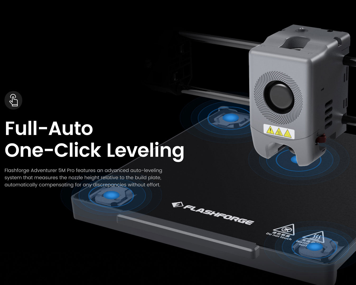 3D tiskárna Flashforge Adventurer 5M Pro, automatické nivelace, maximální rychlost tisku 600 mm/s, vzdálené sledování kamery, připomenutí došlého filamentu, systém duální filtrace vzduchu, automatické vypnutí, tichý tisk 50 dB, WiFi připojení, 220x220x220 mm