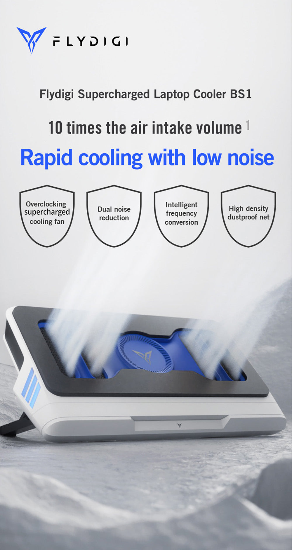 Chladicí základna pro notebook Flydigi BS1, 4 režimy chlazení, inteligentní regulace teploty s proměnnou frekvencí