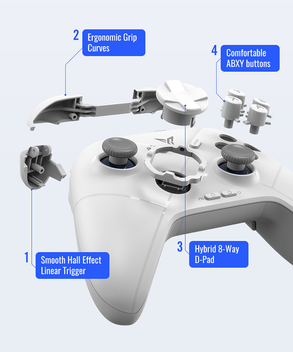 Herní ovladač Flydigi Direwolf 3, Hallův spouštěč, frekvence dotazování 1000 Hz, kompatibilní s PC / Switch / Apple / Android