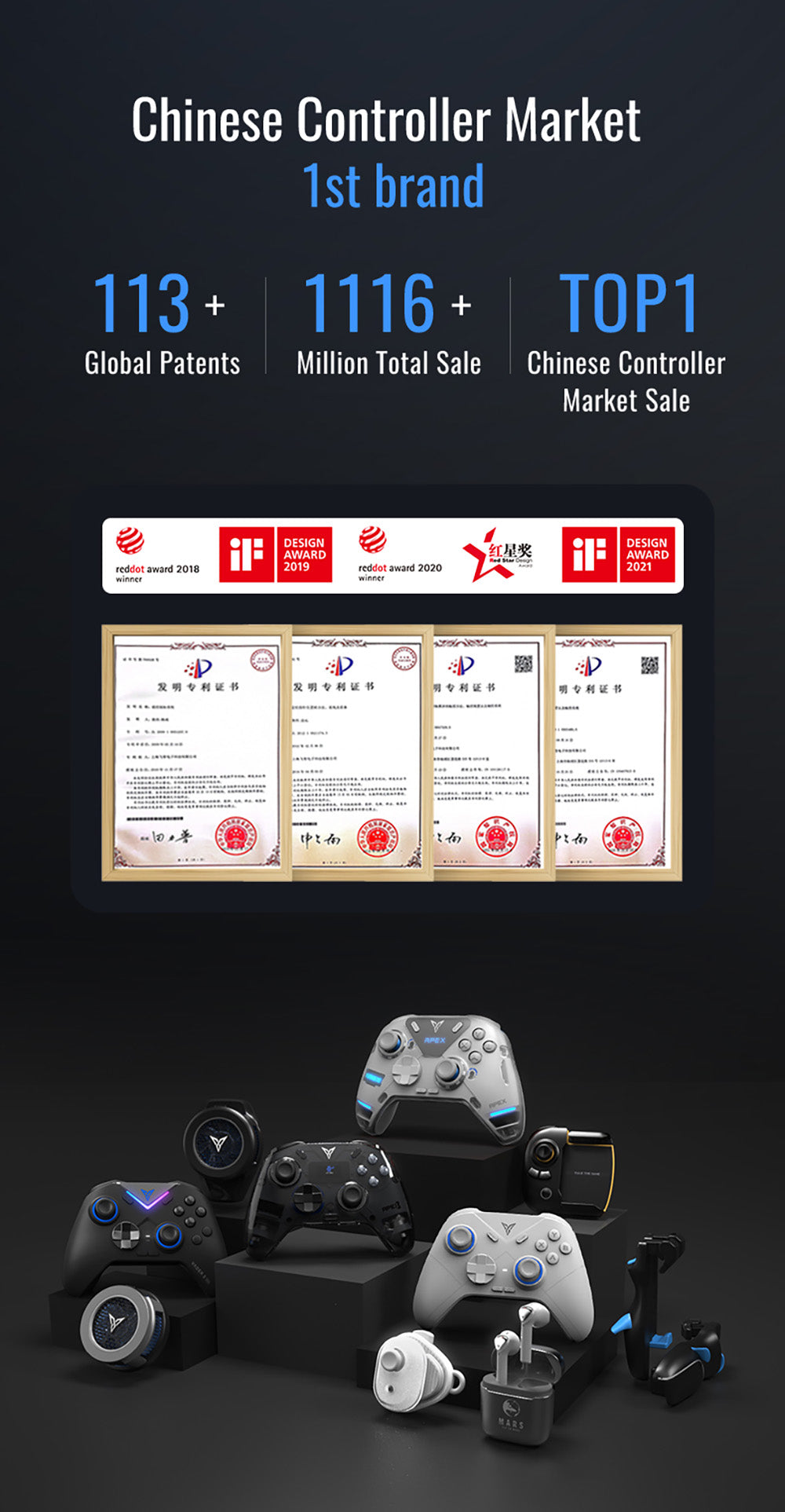 Herní ovladač Flydigi Direwolf 3, Hallův spouštěč, frekvence dotazování 1000 Hz, kompatibilní s PC / Switch / Apple / Android