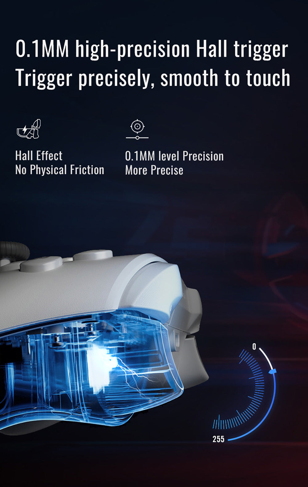 Herní ovladač Flydigi Direwolf 3, Hallův spouštěč, frekvence dotazování 1000 Hz, kompatibilní s PC / Switch / Apple / Android