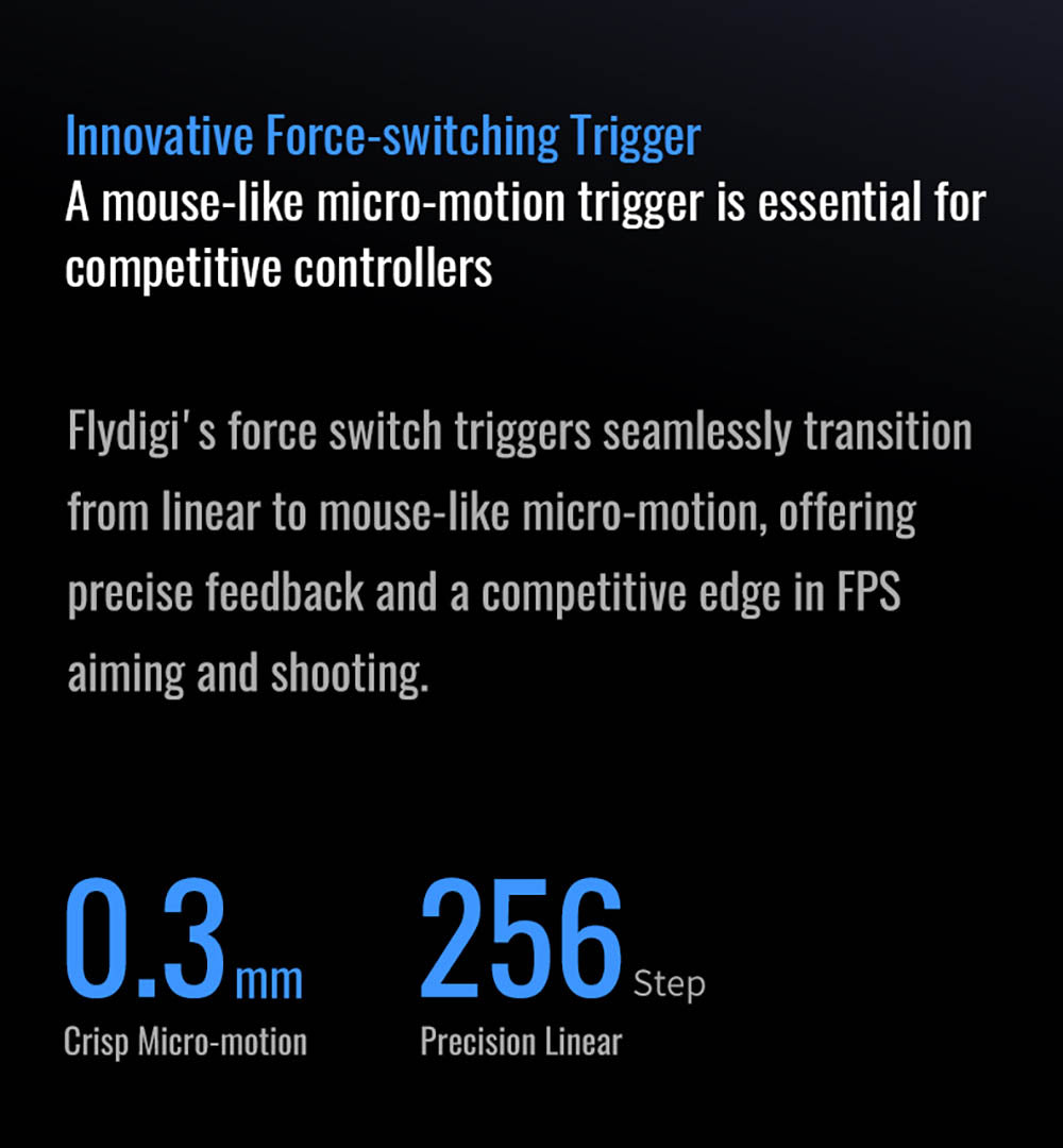 Herní ovladač Flydigi Vader 4 Pro, joystick s páčkou pro nastavení síly, Hall a Micro spouštěče 2 v 1, frekvence dotazování 1000 Hz, kompatibilní s PC, NS, TV, Androidem a notebookem