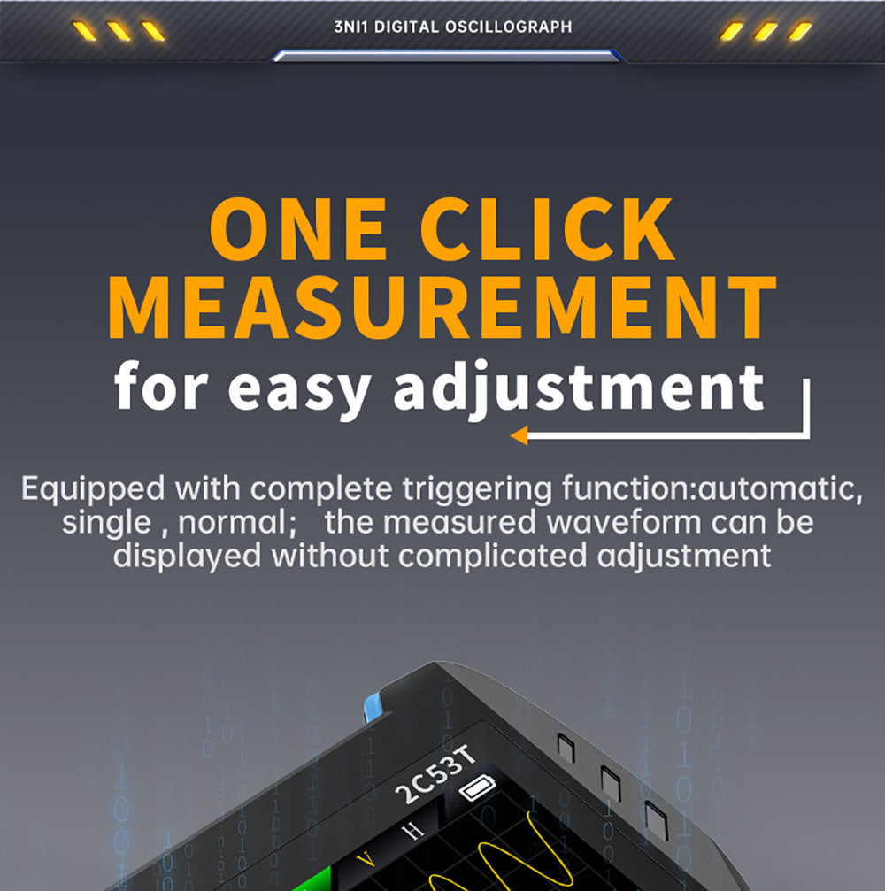 FNIRSI 2C53T 3v1 osciloskopový multimetr, generátor signálu, dvoukanálový, šířka pásma 50 MHz, vzorkovací frekvence 250 MS/s, 19999 číslic, napětí, proud, kondenzátor, rezistor, test diod - standardní verze
