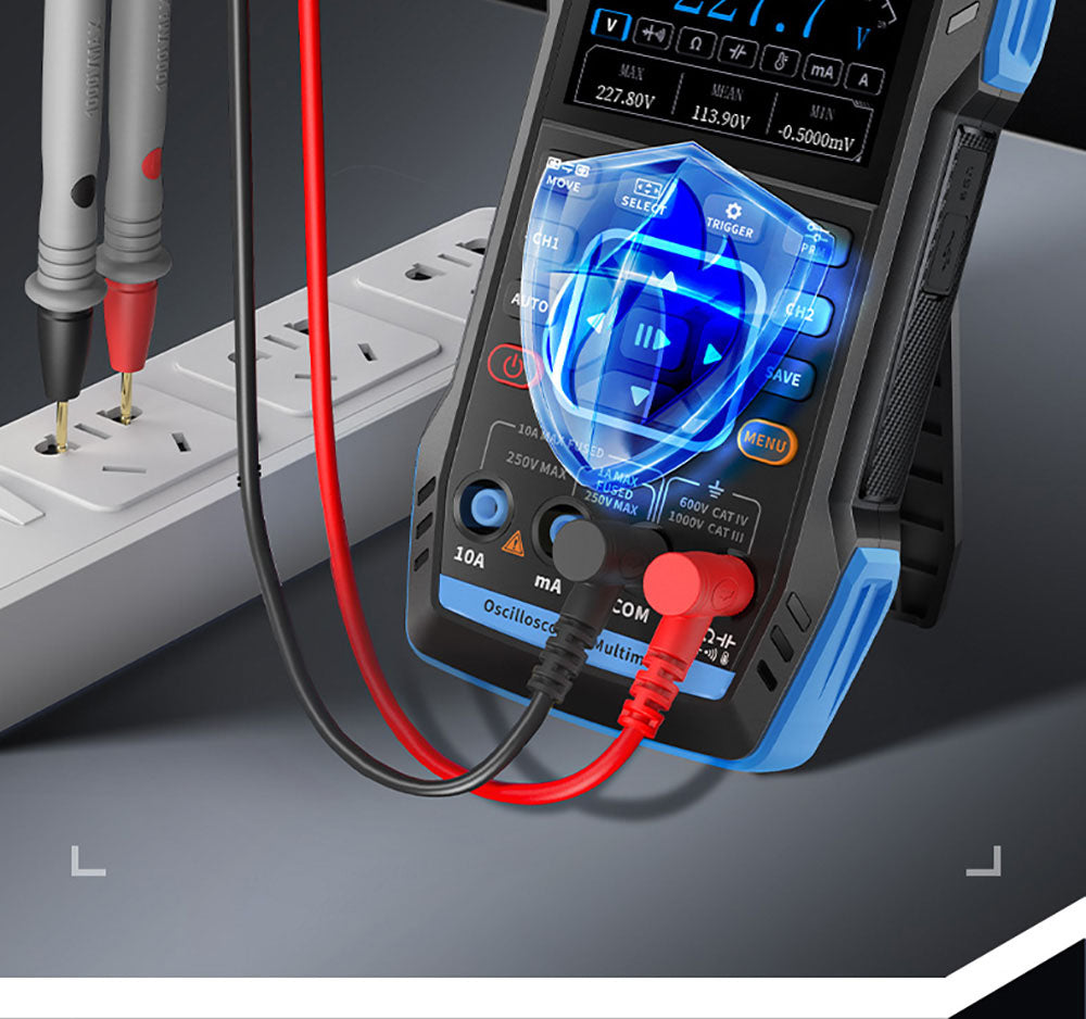 FNIRSI 2C53T 3v1 osciloskopový multimetr, generátor signálu, dvoukanálový, šířka pásma 50 MHz, vzorkovací frekvence 250 MS/s, 19999 číslic, napětí, proud, kondenzátor, rezistor, test diod - standardní verze