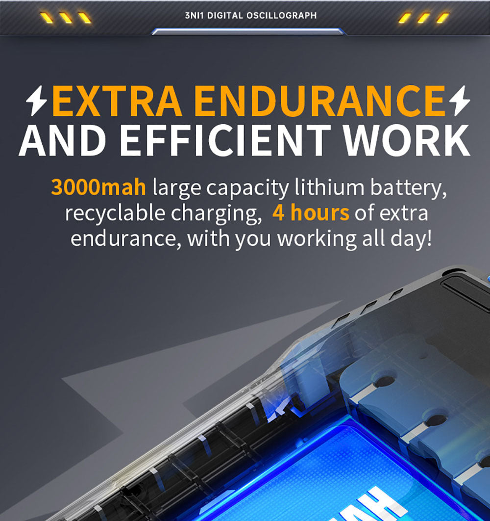 FNIRSI 2C53T 3v1 osciloskopový multimetr, generátor signálu, dvoukanálový, šířka pásma 50 MHz, vzorkovací frekvence 250 MS/s, 19999 číslic, napětí, proud, kondenzátor, rezistor, test diod - standardní verze