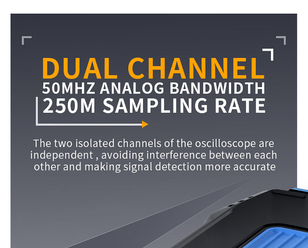 FNIRSI 2C53T 3v1 osciloskopový multimetr, generátor signálu, dvoukanálový, šířka pásma 50 MHz, vzorkovací frekvence 250 MS/s, 19999 číslic, napětí, proud, kondenzátor, rezistor, test diod - standardní verze