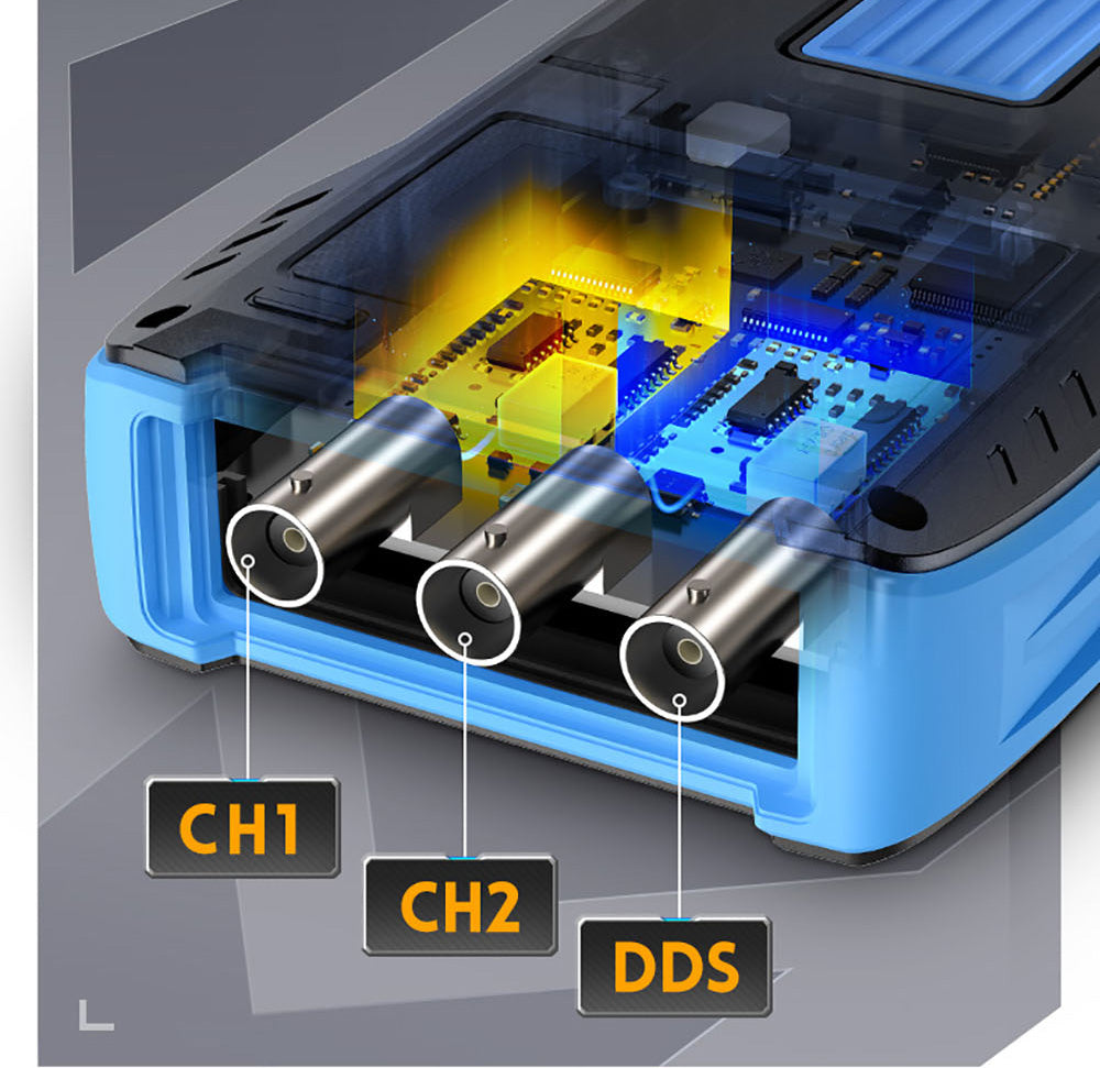 FNIRSI 2C53T 3v1 osciloskopový multimetr, generátor signálu, dvoukanálový, šířka pásma 50 MHz, vzorkovací frekvence 250 MS/s, 19999 číslic, napětí, proud, kondenzátor, rezistor, test diod - standardní verze