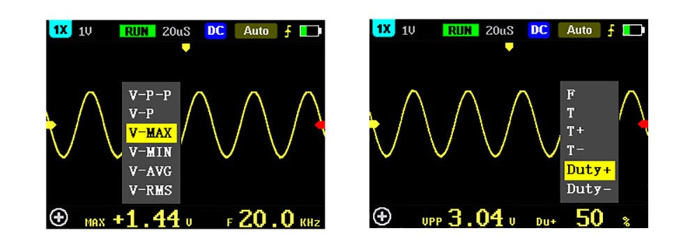 Ruční digitální osciloskop FNIRSI 5012H, 1 kanál, vzorkovací frekvence 500 MS/s, šířka pásma 100 MHz, 2,4palcový displej