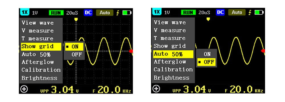 Ruční digitální osciloskop FNIRSI 5012H, 1 kanál, vzorkovací frekvence 500 MS/s, šířka pásma 100 MHz, 2,4palcový displej