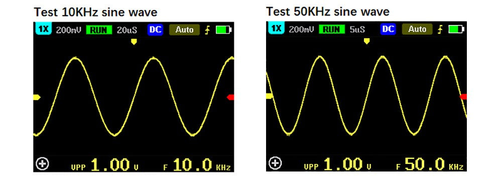 Ruční digitální osciloskop FNIRSI 5012H, 1 kanál, vzorkovací frekvence 500 MS/s, šířka pásma 100 MHz, 2,4palcový displej