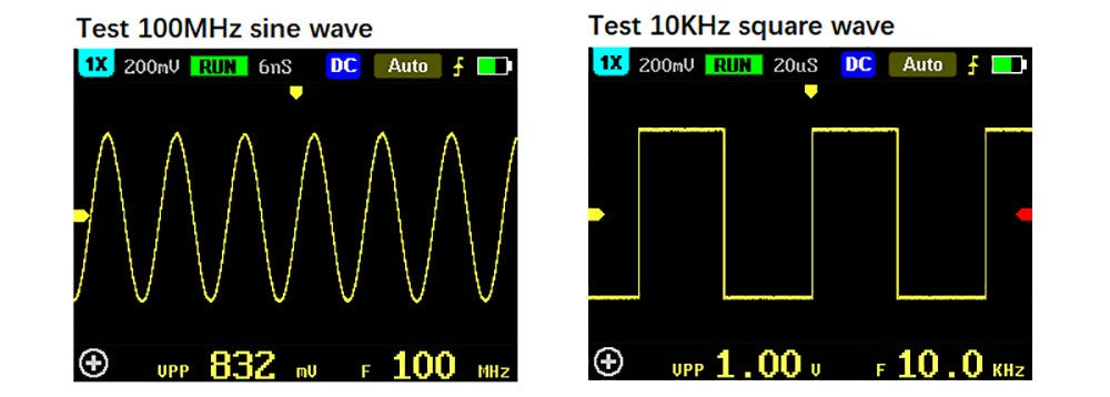 Ruční digitální osciloskop FNIRSI 5012H, 1 kanál, vzorkovací frekvence 500 MS/s, šířka pásma 100 MHz, 2,4palcový displej