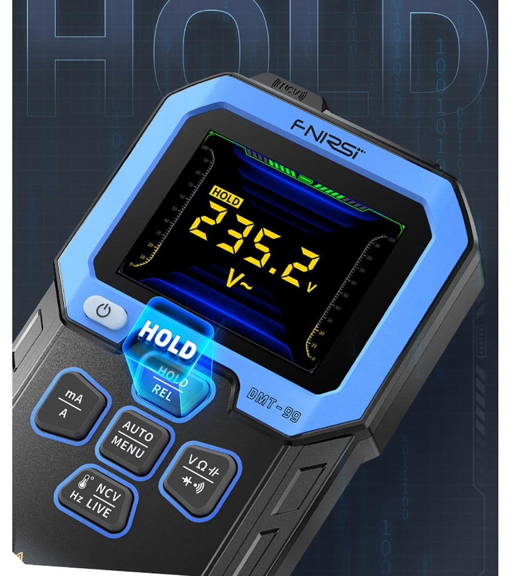 Ruční digitální multimetr FNIRSI DMT-99, 10000 číslic, 1000 V 10 A True RMS, automatický rozsah, měřič napětí AC/DC, měření NCV, dobíjecí baterie 1500 mAh