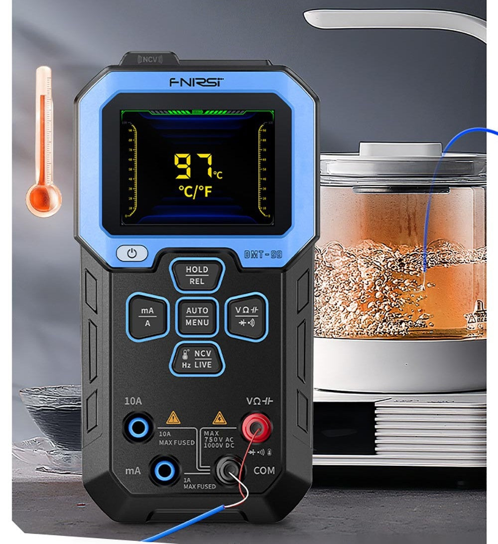 Ruční digitální multimetr FNIRSI DMT-99, 10000 číslic, 1000 V 10 A True RMS, automatický rozsah, měřič napětí AC/DC, měření NCV, dobíjecí baterie 1500 mAh
