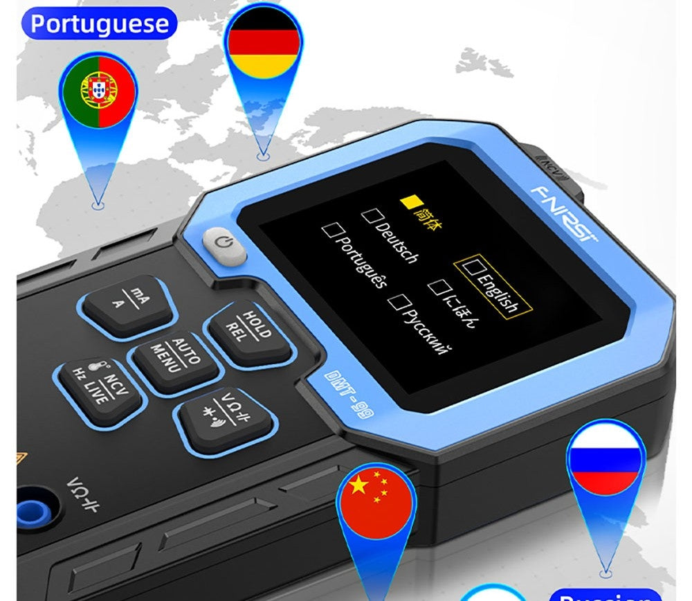 Ruční digitální multimetr FNIRSI DMT-99, 10000 číslic, 1000 V 10 A True RMS, automatický rozsah, měřič napětí AC/DC, měření NCV, dobíjecí baterie 1500 mAh