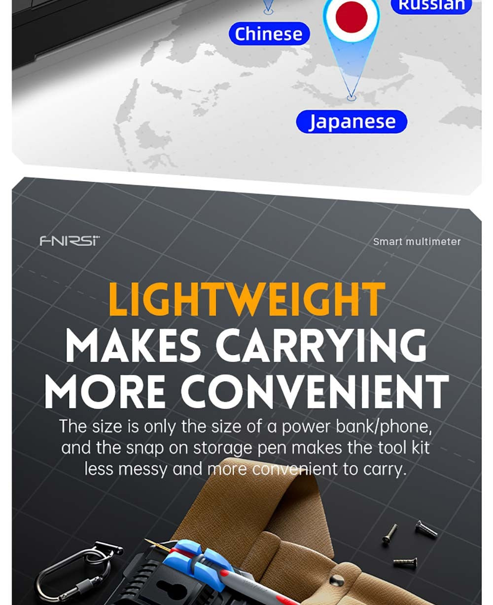 Ruční digitální multimetr FNIRSI DMT-99, 10000 číslic, 1000 V 10 A True RMS, automatický rozsah, měřič napětí AC/DC, měření NCV, dobíjecí baterie 1500 mAh
