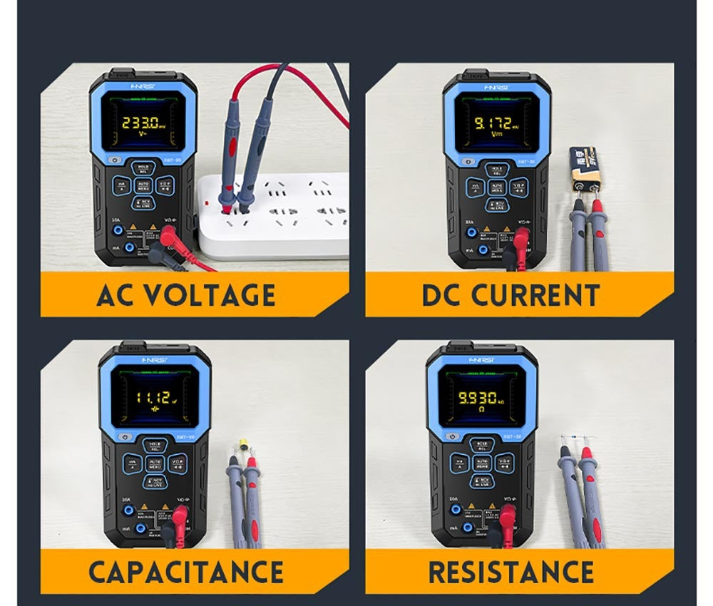 Ruční digitální multimetr FNIRSI DMT-99, 10000 číslic, 1000 V 10 A True RMS, automatický rozsah, měřič napětí AC/DC, měření NCV, dobíjecí baterie 1500 mAh