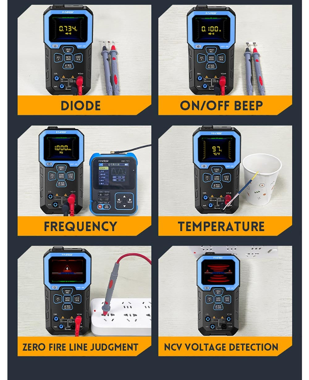 Ruční digitální multimetr FNIRSI DMT-99, 10000 číslic, 1000 V 10 A True RMS, automatický rozsah, měřič napětí AC/DC, měření NCV, dobíjecí baterie 1500 mAh