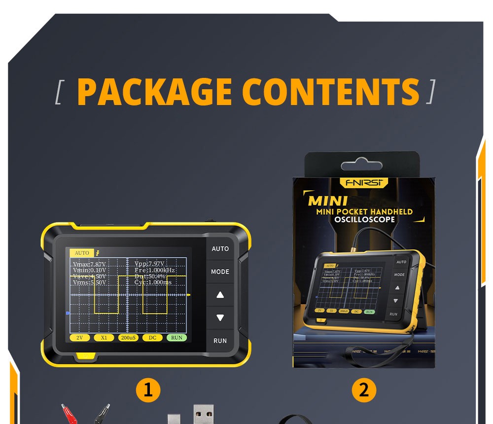 Mini ruční digitální osciloskop FNIRSI DSO152 s vysokonapěťovou sondou P6100, vzorkovací frekvencí 2,5 MSa/s, šířkou pásma 200 kHz