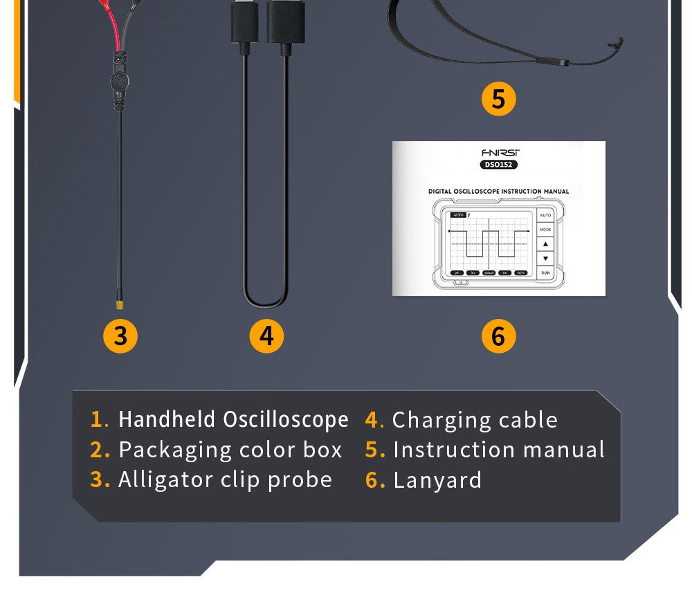 Mini ruční digitální osciloskop FNIRSI DSO152 s vysokonapěťovou sondou P6100, vzorkovací frekvencí 2,5 MSa/s, šířkou pásma 200 kHz