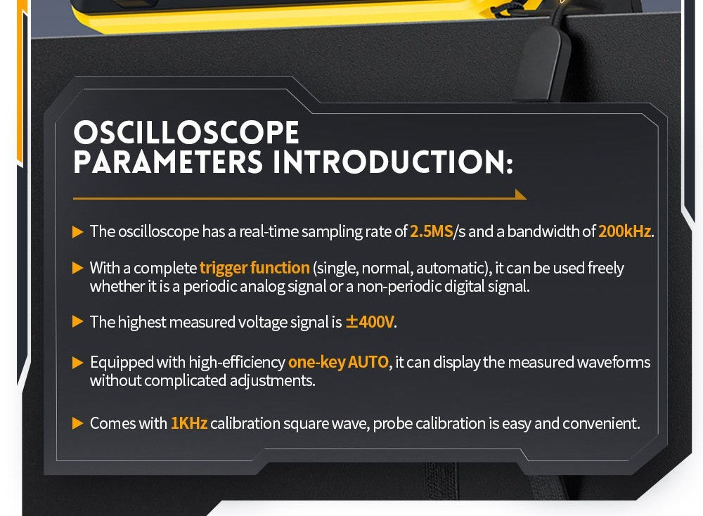 Mini ruční digitální osciloskop FNIRSI DSO152 s vysokonapěťovou sondou P6100, vzorkovací frekvencí 2,5 MSa/s, šířkou pásma 200 kHz