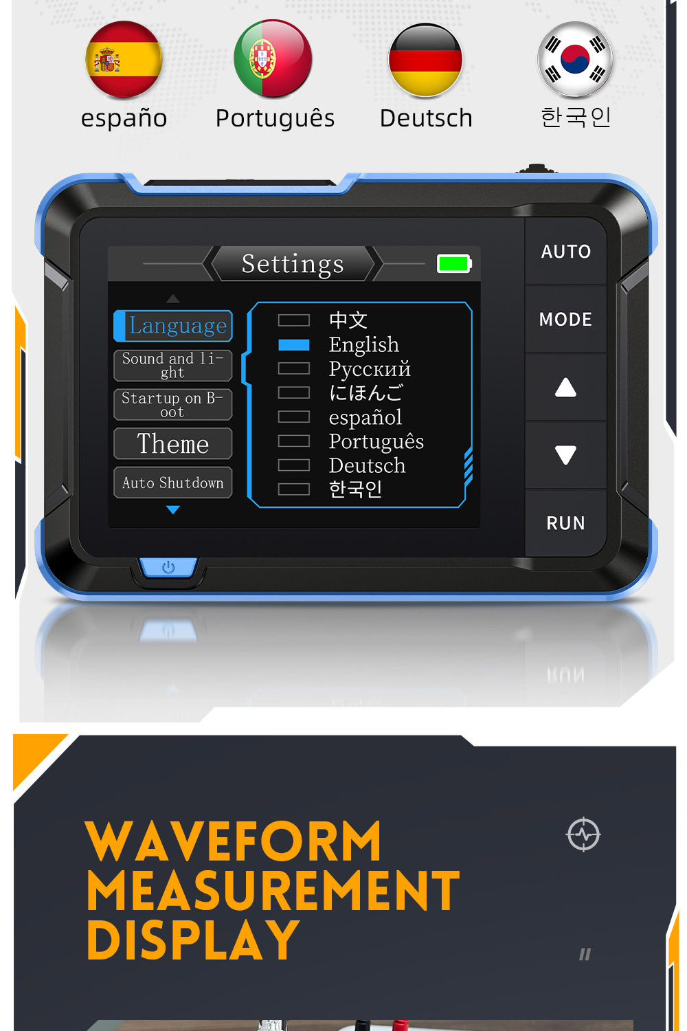 Digitální osciloskop FNIRSI DSO153, 2,8palcová obrazovka, automatické nastavení, lithiová baterie 1000 mAh, kalibrace 1 kHz, obdélníkový signál, šířka pásma 1 MHz, vzorkovací frekvence 5 MS/s, prémiová verze