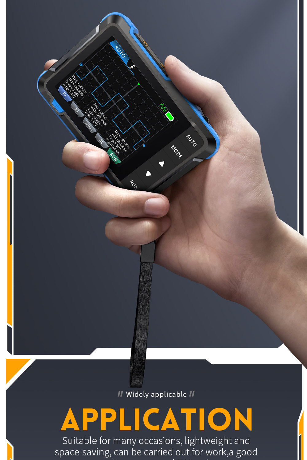 Digitální osciloskop FNIRSI DSO153, 2,8palcová obrazovka, automatické nastavení, lithiová baterie 1000 mAh, kalibrace 1 kHz, obdélníkový signál, šířka pásma 1 MHz, vzorkovací frekvence 5 MS/s, prémiová verze