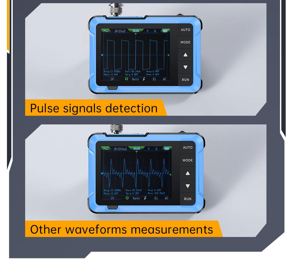 Digitální osciloskop FNIRSI DSO510 2v1, generátor signálu DDS, 2,8palcový displej, šířka pásma 10 MHz, vzorkovací frekvence 48 MS/s, automatický/normální/jednoduchý režim spouštění