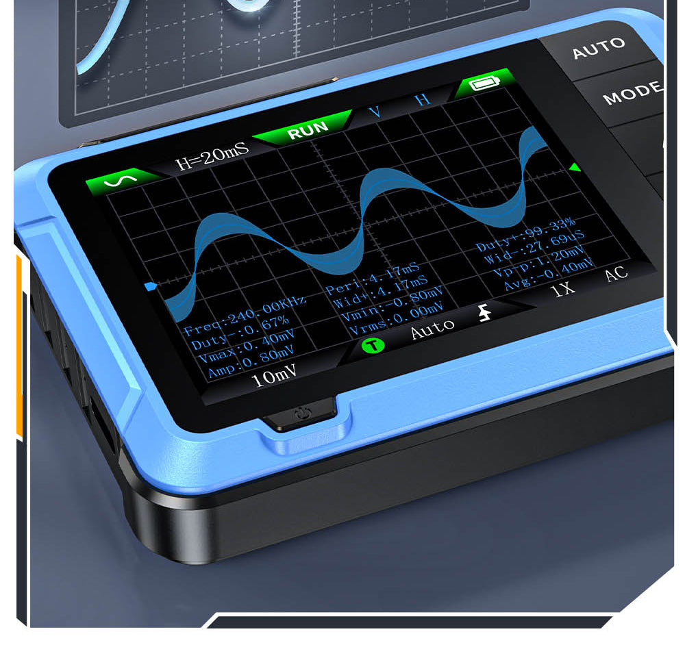 Digitální osciloskop FNIRSI DSO510 2v1, generátor signálu DDS, 2,8palcový displej, šířka pásma 10 MHz, vzorkovací frekvence 48 MS/s, automatický/normální/jednoduchý režim spouštění