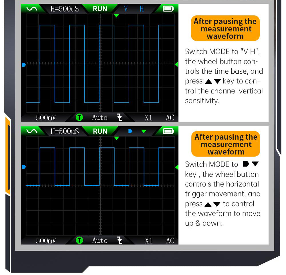 Digitální osciloskop FNIRSI DSO510 2v1, generátor signálu DDS, 2,8palcový displej, šířka pásma 10 MHz, vzorkovací frekvence 48 MS/s, automatický/normální/jednoduchý režim spouštění