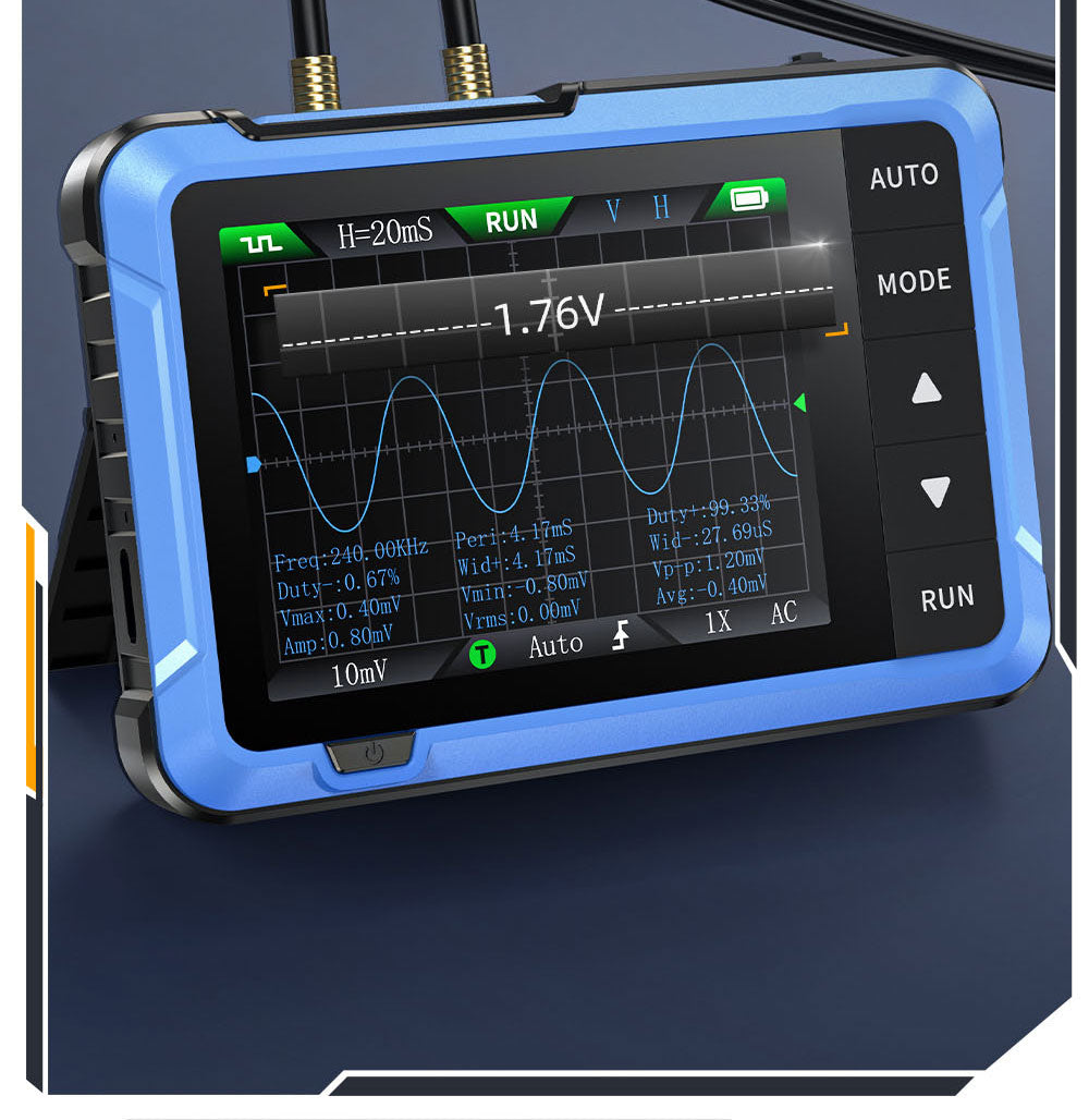 Digitální osciloskop FNIRSI DSO510 2v1, generátor signálu DDS, 2,8palcový displej, šířka pásma 10 MHz, vzorkovací frekvence 48 MS/s, automatický/normální/jednoduchý režim spouštění