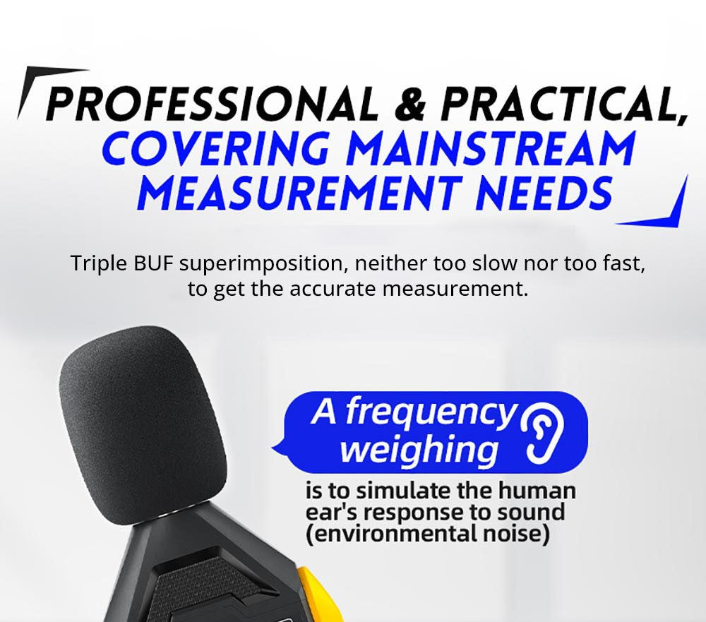 FNIRSI FDM01 Digitální měřič decibelů hluku, ruční měřič hladiny hluku, měřicí rozsah 30-130 dB